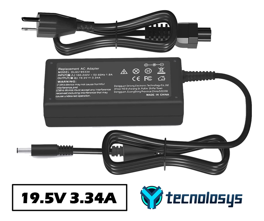 CARGADOR PORTATIL DELL 19.5V 3.34 AMP 4.5*3.0MM HOMOLOGADO