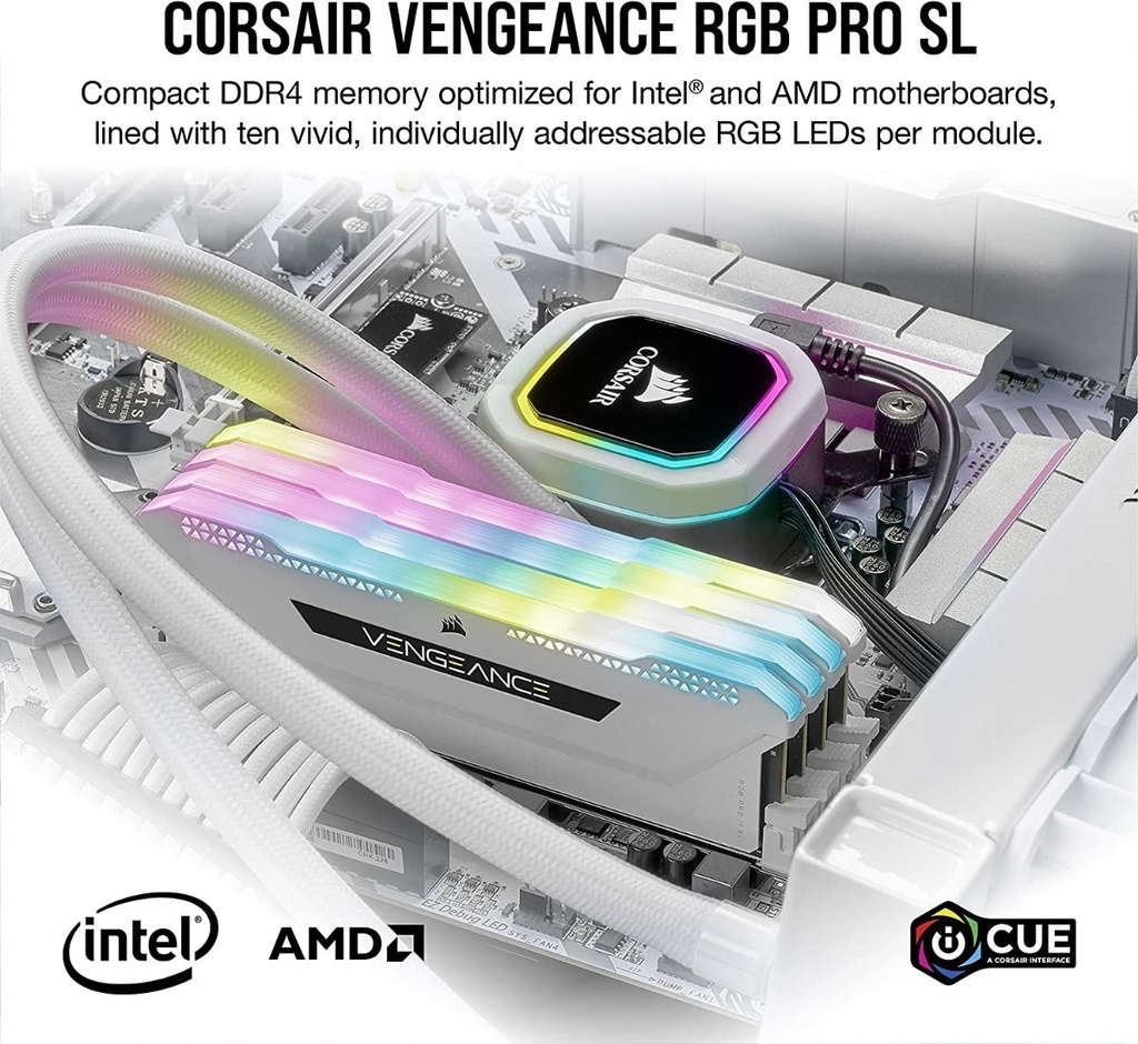 KIT RAM PC DDR4 16GB (2X8GB) 3200MHZ CORSAIR VENGEANCE RGB PRO SL BLANCO