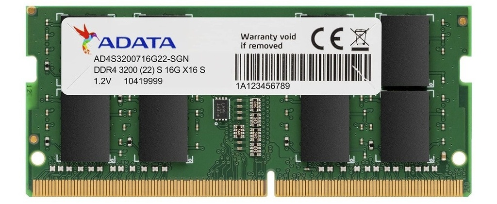 RAM PORTATIL DDR4 16GB 3200MHZ ADATA MODELO: AD4S320016G22-SGN