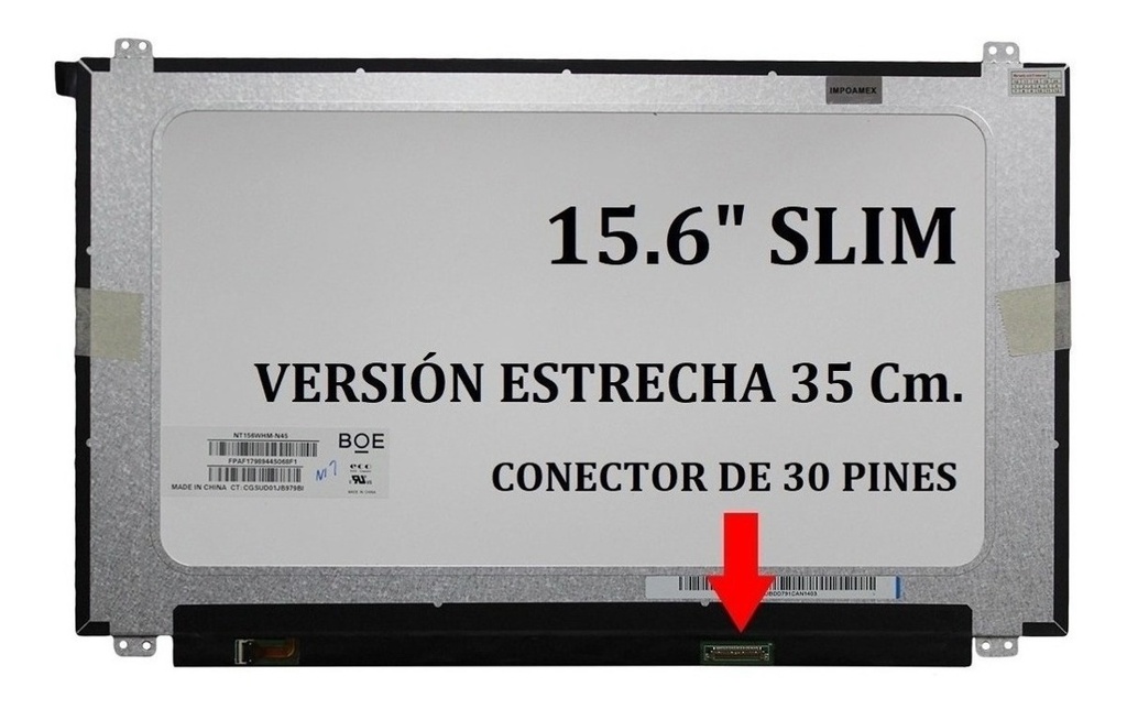 PANTALLA PORTATIL LED ULTRA SLIM 15.6 PUL 30 PINES NANO EDGE HD CON SOPORTES