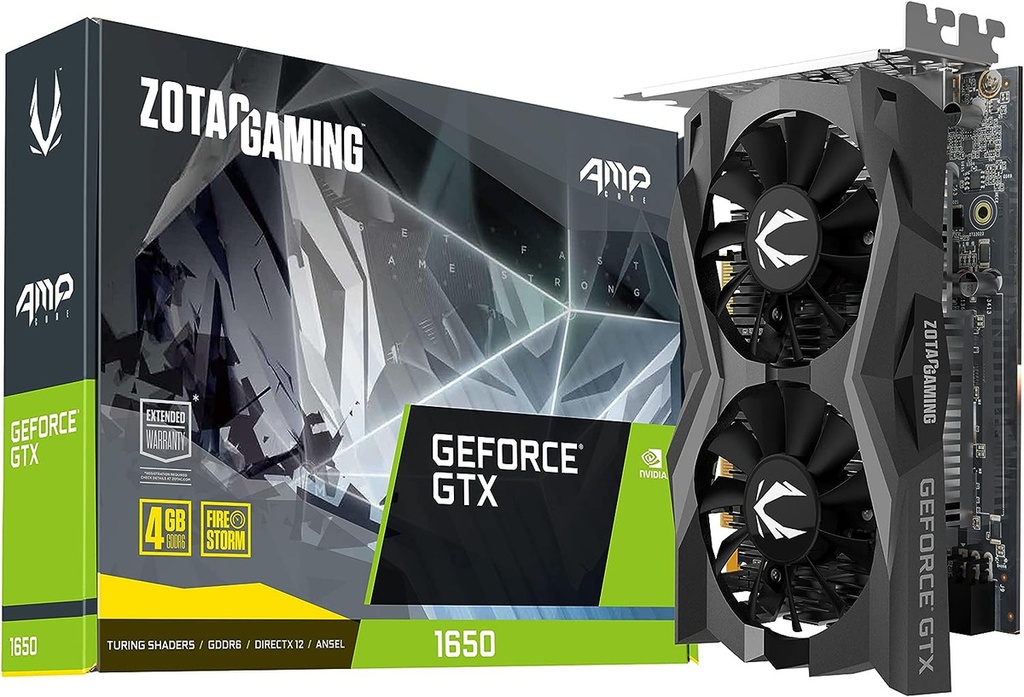 TARJETA VIDEO ZOTAC GAMING GEFORCE GTX 1650 AMP CORE 4GB GDDR6 128 BITS