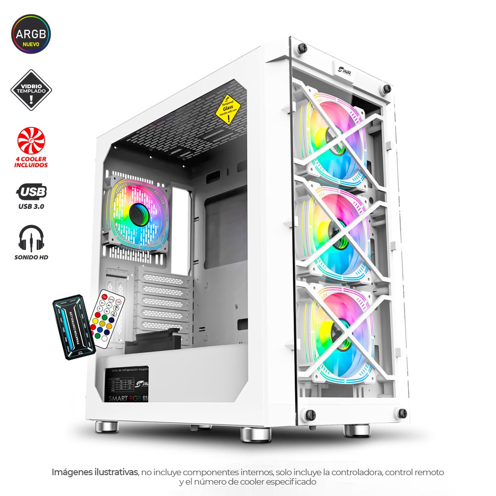 CHASIS JYR JX110 BLANCO ULTIMATE GAMER PRO 4 COOLERS ARGB