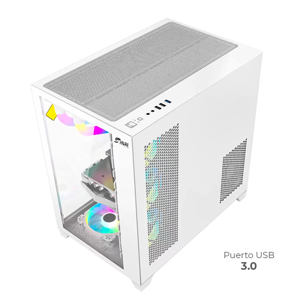 CHASIS GAMER AURORA JX119 BLANCO / 6 COOLERS ARGB