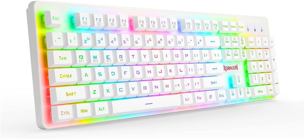 Redragon K509 Pro Teclado inalámbrico para juegos, 2.4G y teclado Bluetooth, retroiluminado RGB con 104 teclas