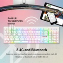 Redragon K509 Pro Teclado inalámbrico para juegos, 2.4G y teclado Bluetooth, retroiluminado RGB con 104 teclas