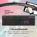 Redragon K509 Pro Teclado inalámbrico para juegos, 2.4G y teclado Bluetooth, retroiluminado RGB con 104 teclas