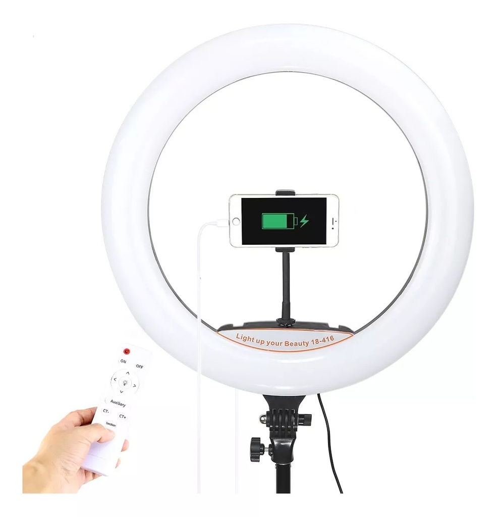 Aro De Luz 45 Cm Rgb Led Trípode Profesional Control Remoto Color de la estructura Negro