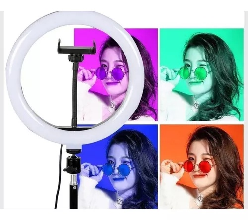 ro De Luz Rgb Led Flash 33 Cm Fotografía Selfie + Trípode Color de la estructura Negro 5