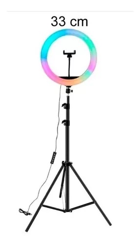 ro De Luz Rgb Led Flash 33 Cm Fotografía Selfie + Trípode Color de la estructura Negro 5