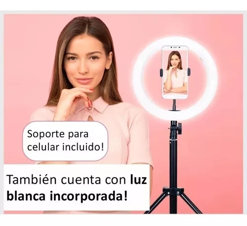 ro De Luz Rgb Led Flash 33 Cm Fotografía Selfie + Trípode Color de la estructura Negro 5