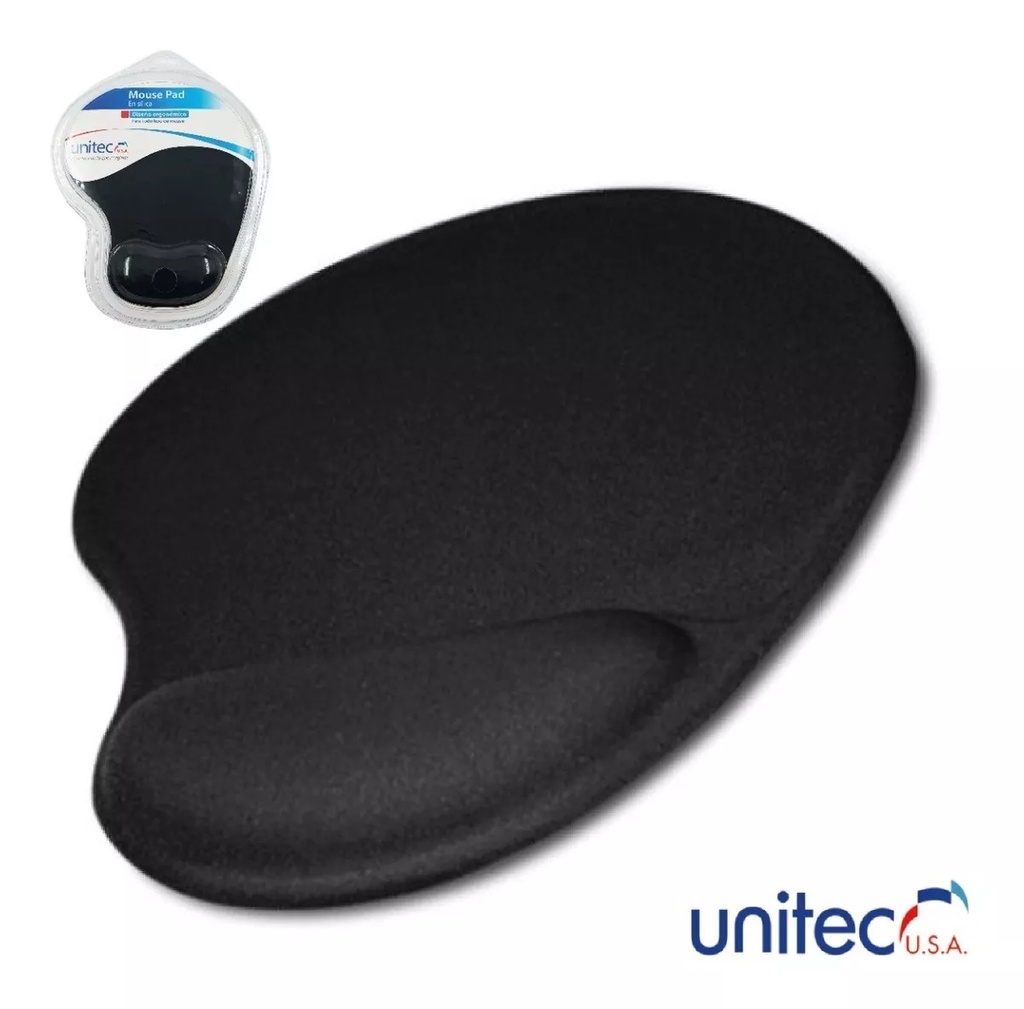 Pad Mouse Unitec Negro En Silica Diseño Ergonomico