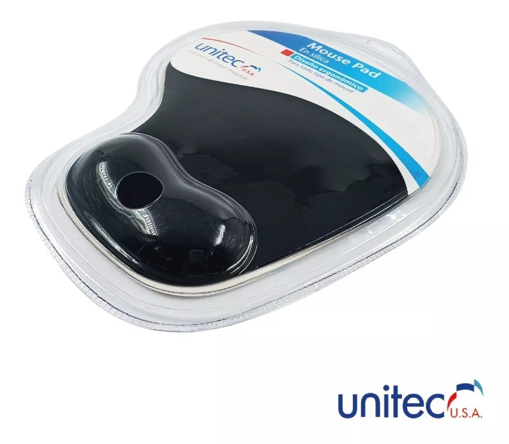 Pad Mouse Unitec Negro En Silica Diseño Ergonomico
