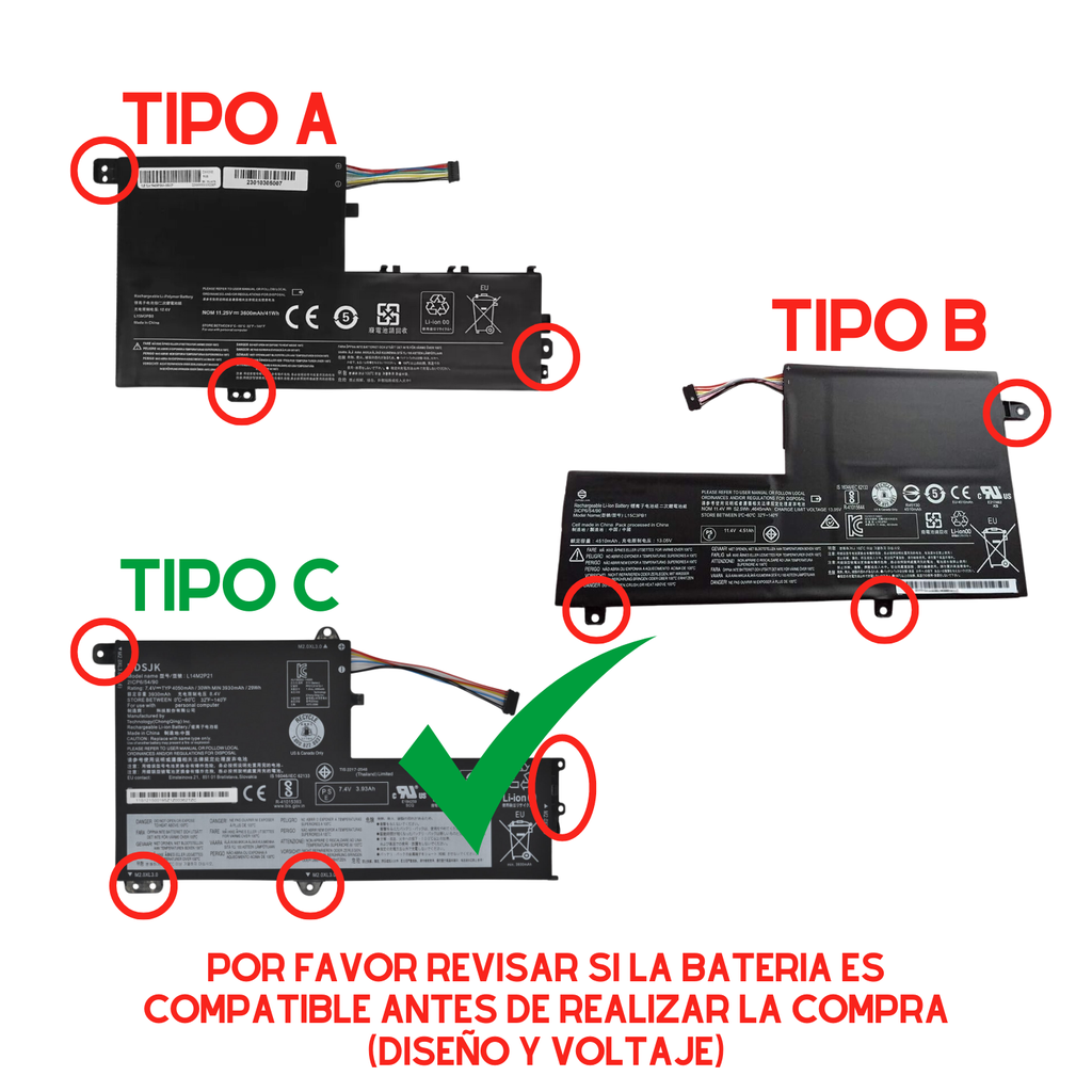 BATERIA LENOVO IDEAPAD 330S 330S-14IKB 320S-14IKB 330S-15ARR 330S-15AST 330S-15IKB VOLTAJE: 7.4 V y 7.6 V TIPO C