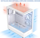 MUSETEX K2 PC CASE ATX 3 ventiladores no LED preinstalados, carcasa de computadora de torre media tipo C con vista completa