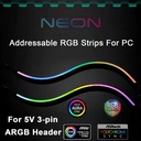 Tira LED RGB direccionable para PC, tira magnética ARGB de arco iris difusa de 2 x 15.7 pulgadas para Aura SYNC de 5 V, 3 pines, fusión Gigabyte RGB, sincronización de luz mística MSI