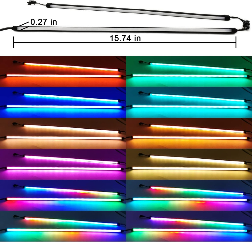 Tira LED RGB direccionable para PC, tira magnética ARGB de arco iris difusa de 2 x 15.7 pulgadas para Aura SYNC de 5 V, 3 pines, fusión Gigabyte RGB, sincronización de luz mística MSI