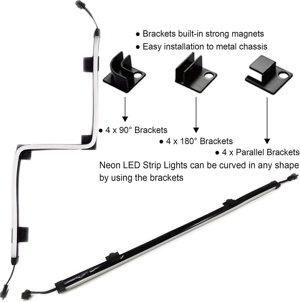 Tira LED RGB direccionable para PC, tira magnética ARGB de arco iris difusa de 2 x 15.7 pulgadas para Aura SYNC de 5 V, 3 pines, fusión Gigabyte RGB, sincronización de luz mística MSI