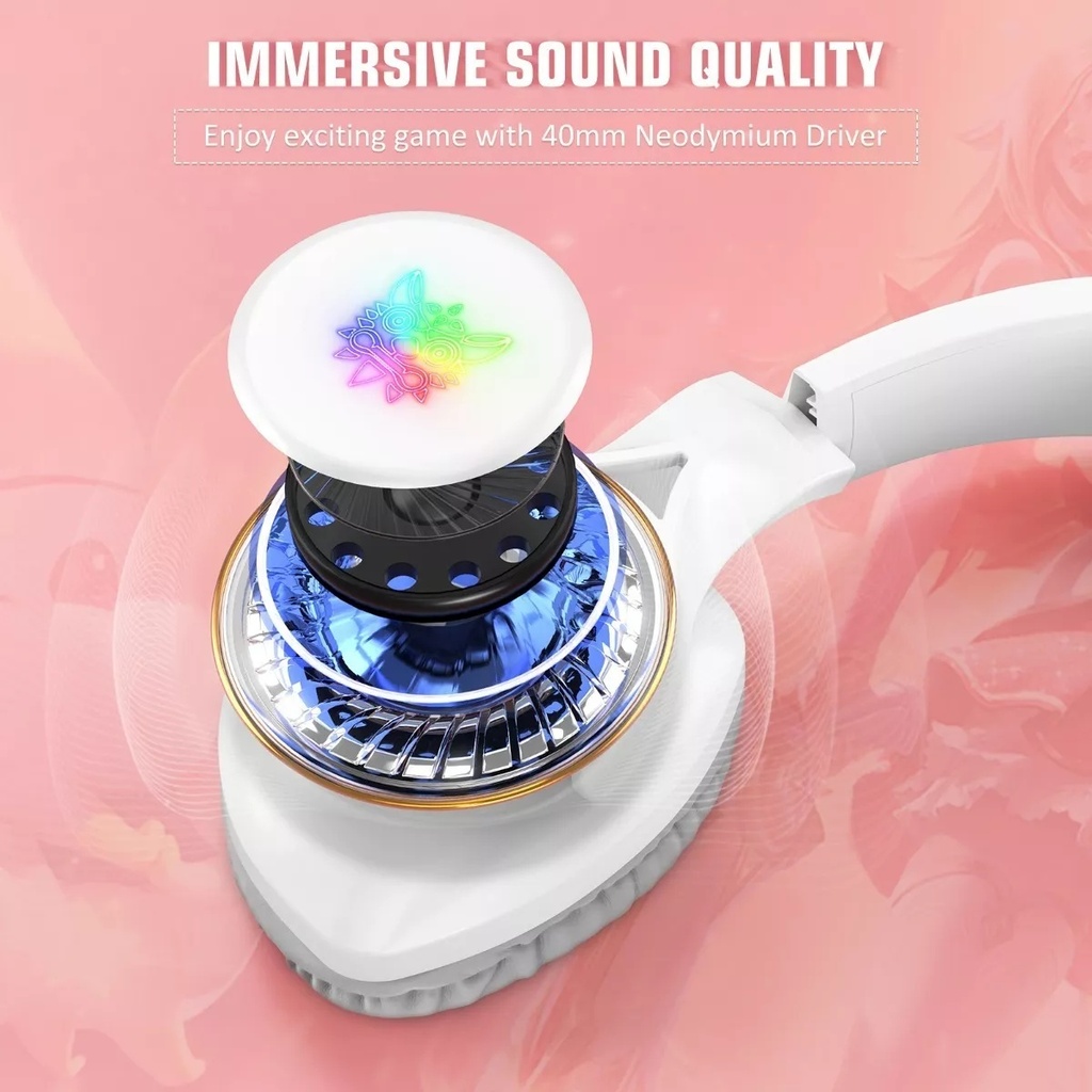 Audifonos Diadema Gamer Onikuma X16 Blancos Con Luz Rgb Led Color Blanc