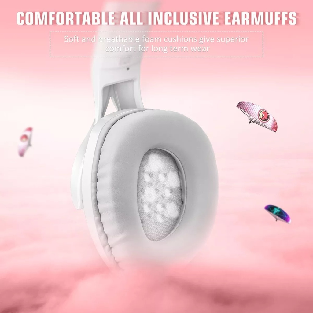 Audifonos Diadema Gamer Onikuma X16 Blancos Con Luz Rgb Led Color Blanc