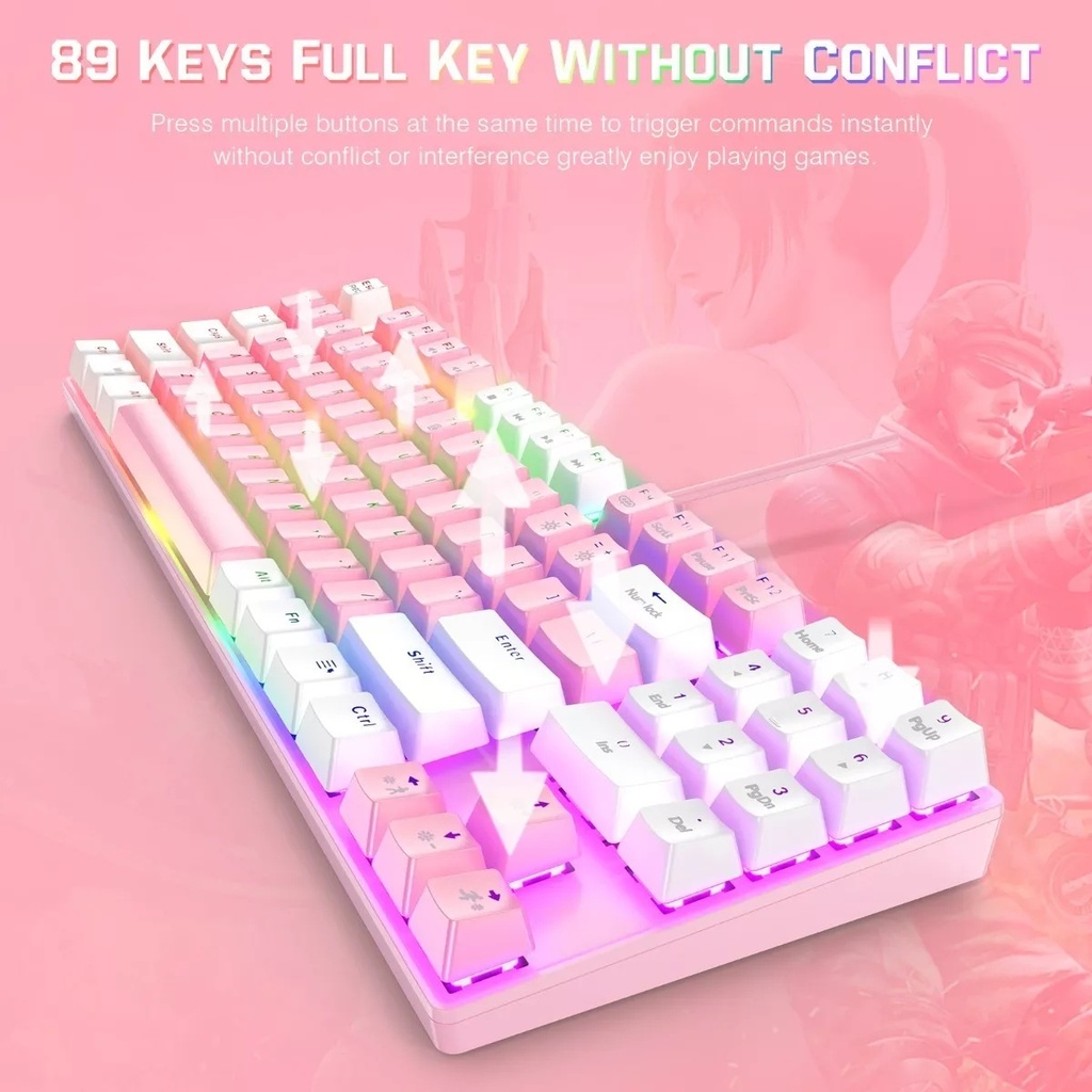 Combo Gamer Teclado y Mouse G26-CW905 Pink Mecánico Onikuma