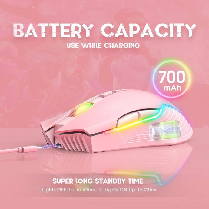 Mouse Gamer Inalambrico CW905 Rosa Pink Onikuma