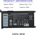 BATERIA DELL YRDD6 5481 5490 5481 5482 5485 5491 5493 5584 5593 5590 Vostro 5481 5581 5490 5590 0YRDD6 1VX1H 01VX1H ORIGINAL