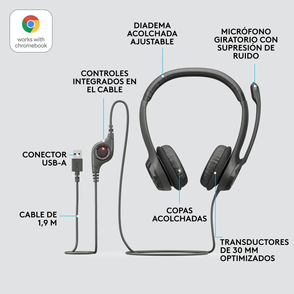 Combo Teclado y Mouse Logitech MK235 + Diadema Logitech H390