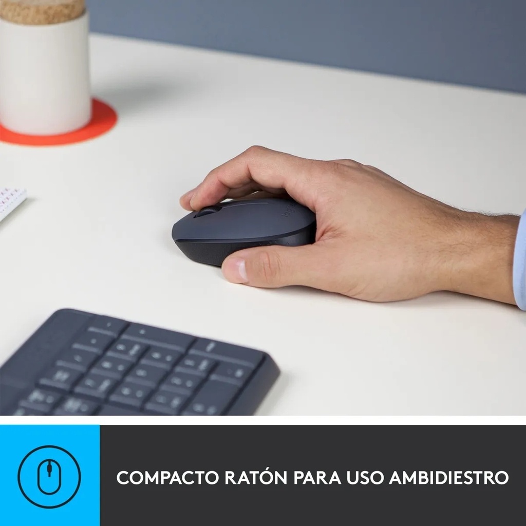 Combo Teclado y Mouse Logitech MK235 + Pad Mouse Cuadrado 20x20 CM