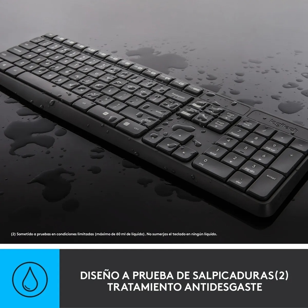 Combo Teclado y Mouse Logitech MK235 + Pad Mouse Cuadrado 20x20 CM