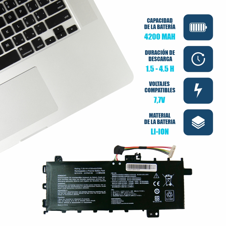 Batería Asus Vivobook X512DA F512FA F512DA-SH31 X512FA X512FB X512FL MODELO: B21N1818-1 B21N1818
