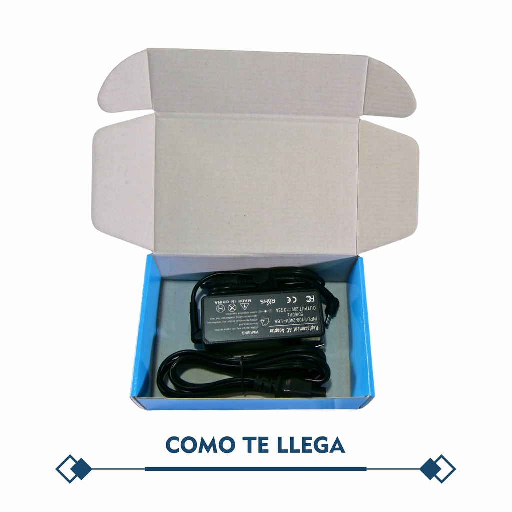 CARGADOR PORTATIL LENOVO IDEAPAD 20V 3.25 AMP 4.0*1.7MM HOMOLOGADO