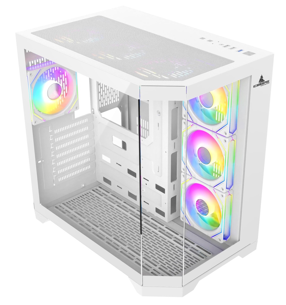 CHASIS ICEBERS CRISTAL EDGE GAMING CASE BLANCO RGB  FAN 7