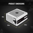 FUENTE CORSAIR RM850, 850 vatios, certificado 80 Plus Gold Serie RM (2021), blanco,, modular  (OPEN BOX)