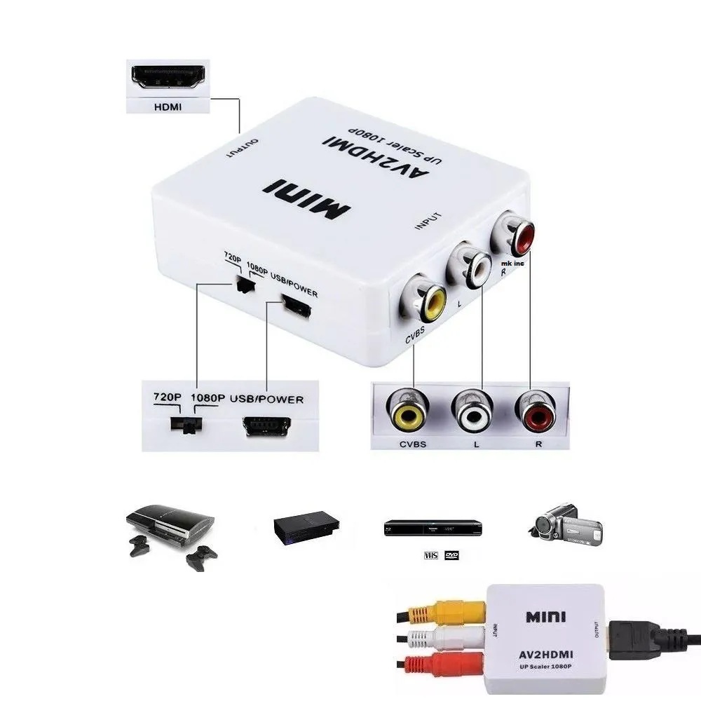 Convertidor Adaptador De Hdmi A Rca Video Version 1080p