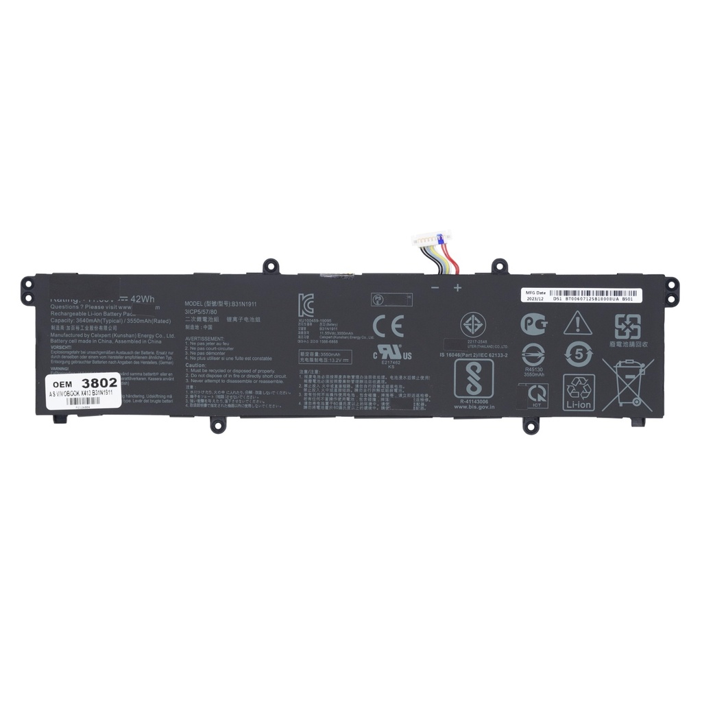 Batería Asus Vivobook 14 VIVOBOOK 15 B31N1911(3ICP5/57/80) 11.55v X421 M413 TM420 TP410 X413	 X1502
