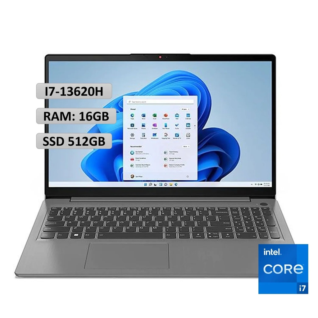 PORTÁTIL LENOVO IDEAPAD SLIM 15IRH10 83K100BRLM INTEL CORE I7 13620H RAM 24GB NVME 512GB 15.6 PULG COLOR LUNA GREY