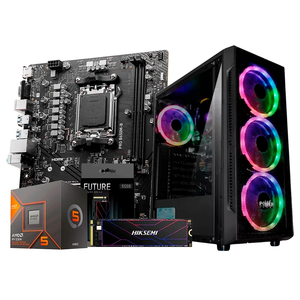 CPU POWER GROUP X18 AMD RYZEN 5 8600G B. MSI B650M-P DDR5 32GB 6000Mt/s NVME 512GB F. APEVIA 600W REAL