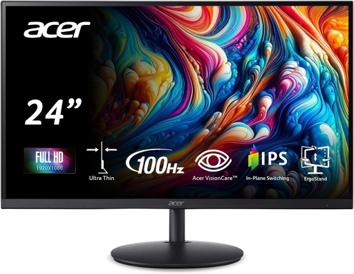 [K971023] Acer SH242Y Ebmihx 23.8" FHD 1920x1080 Monitor de computadora IPS ultrafino AMD FreeSync 100Hz Altura de marco cero