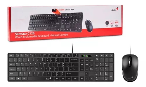 [GSC126] Combo teclado + Mouse Genius SlimStar C126 Alambrico USB Negro